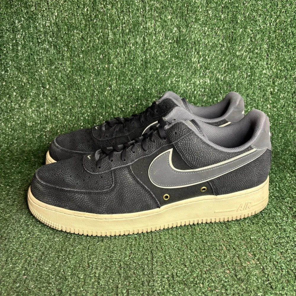 Nike Air Force 1 Low 07 LV8 Texture Croc Leather Low Top Sneaker Black Mens 12